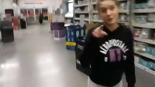 Stranger girl sucks my beef whistle in Walmart