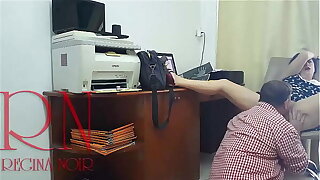 Lady boss domination worker Pussy lick Do you want to be my employee? Hidden camera in office 2